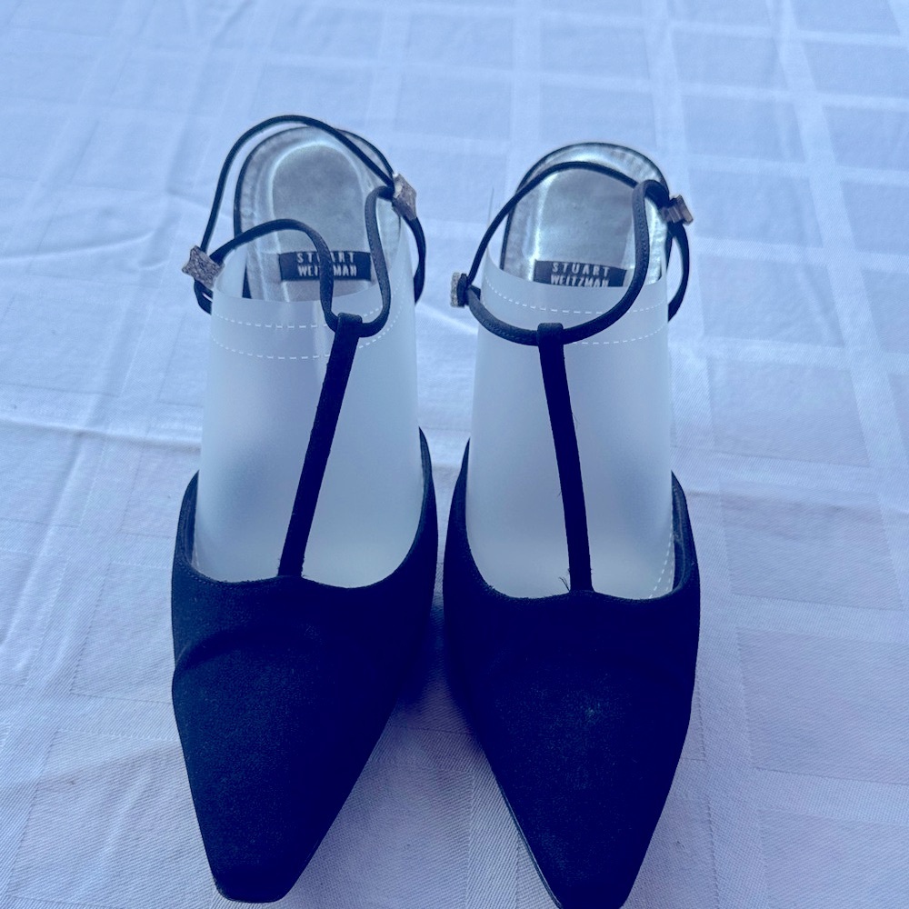 Stuart Weitzman Black T-Strap Heels